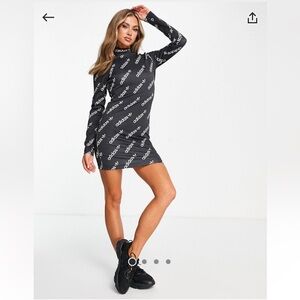 Adidas Black and White Glitter Logo Pattern Dress